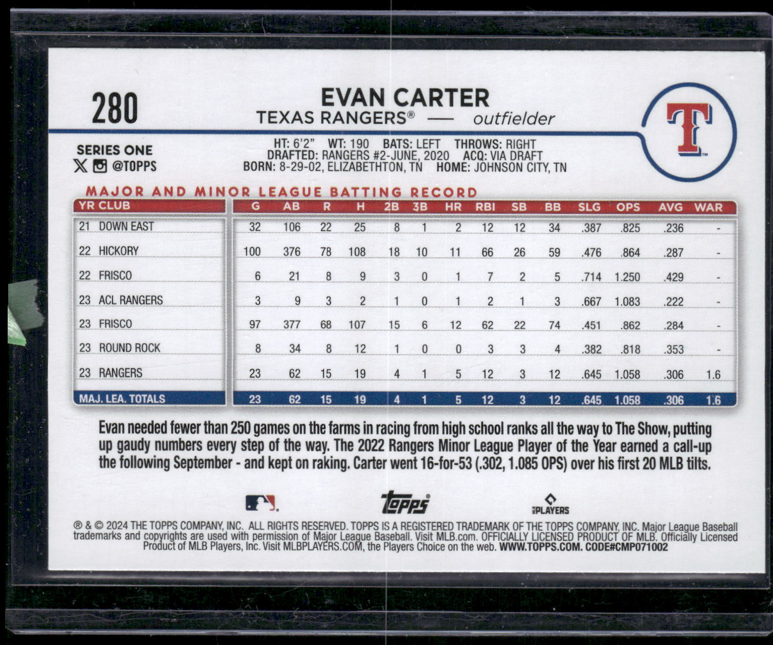 2024 Topps #280 Evan Carter