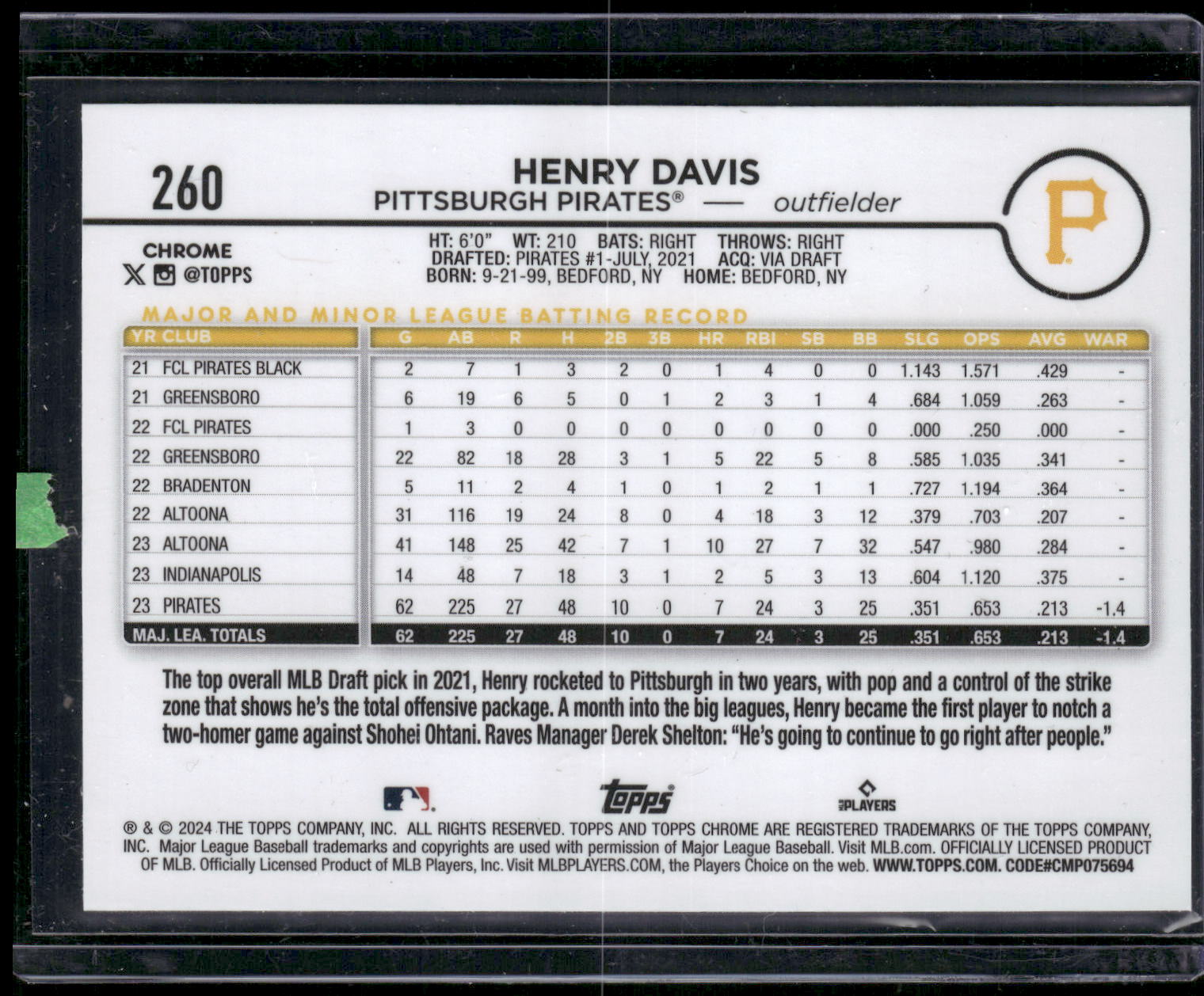 2024 Topps Chrome #260 Henry Davis