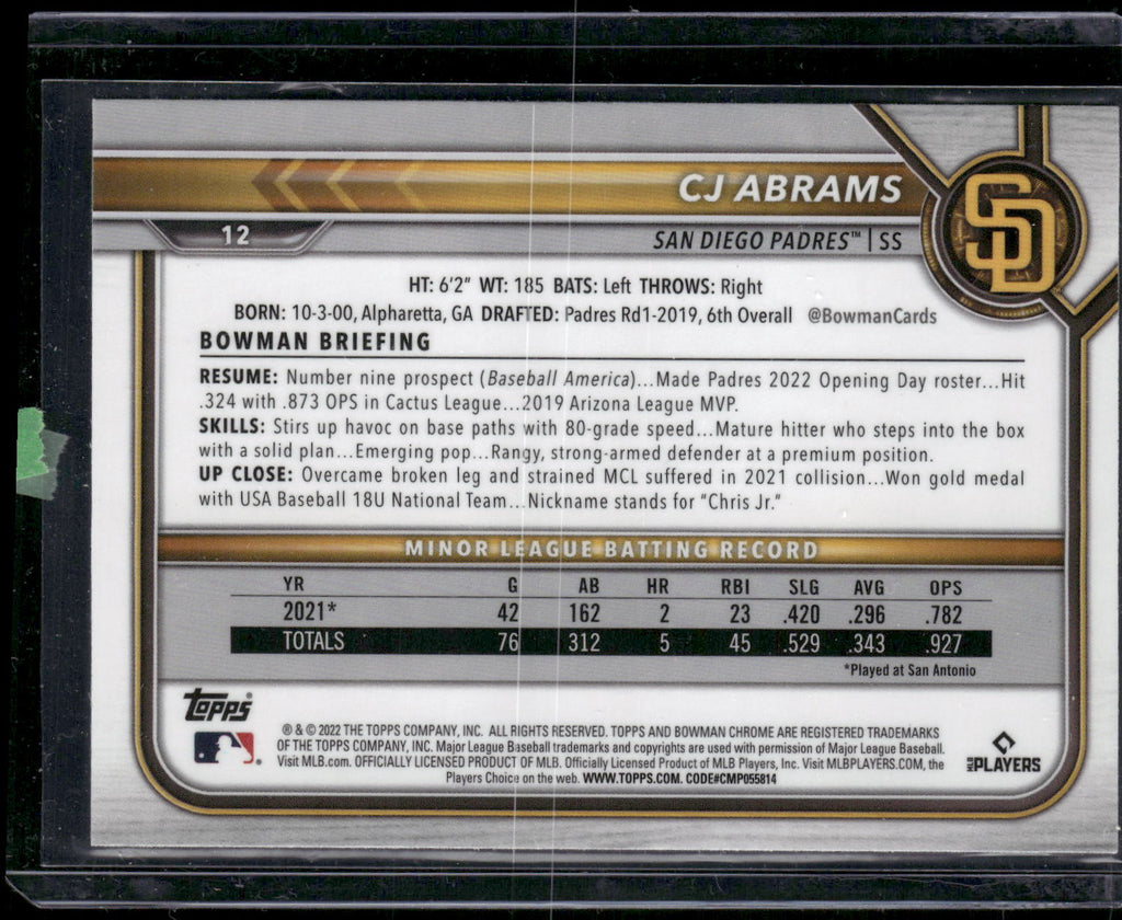 2022 Bowman Chrome #12 CJ Abrams