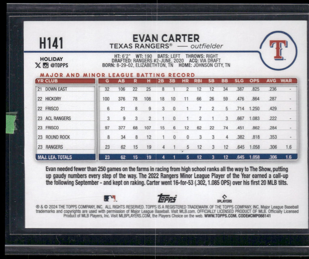 2024 Topps Holiday #H141 Evan Carter