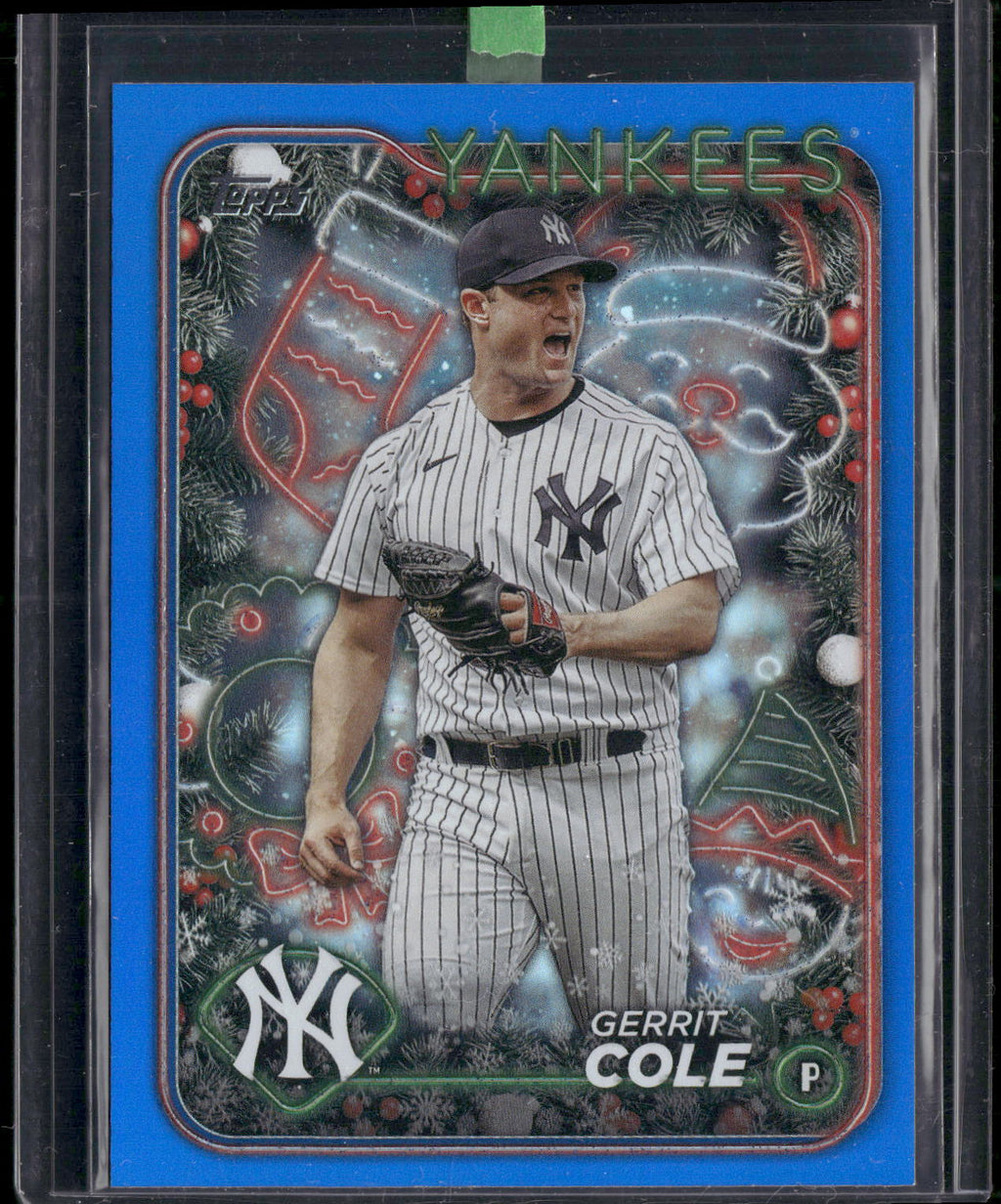 2024 Topps Holiday #H12 Gerrit Cole Blue Metallic Glitter