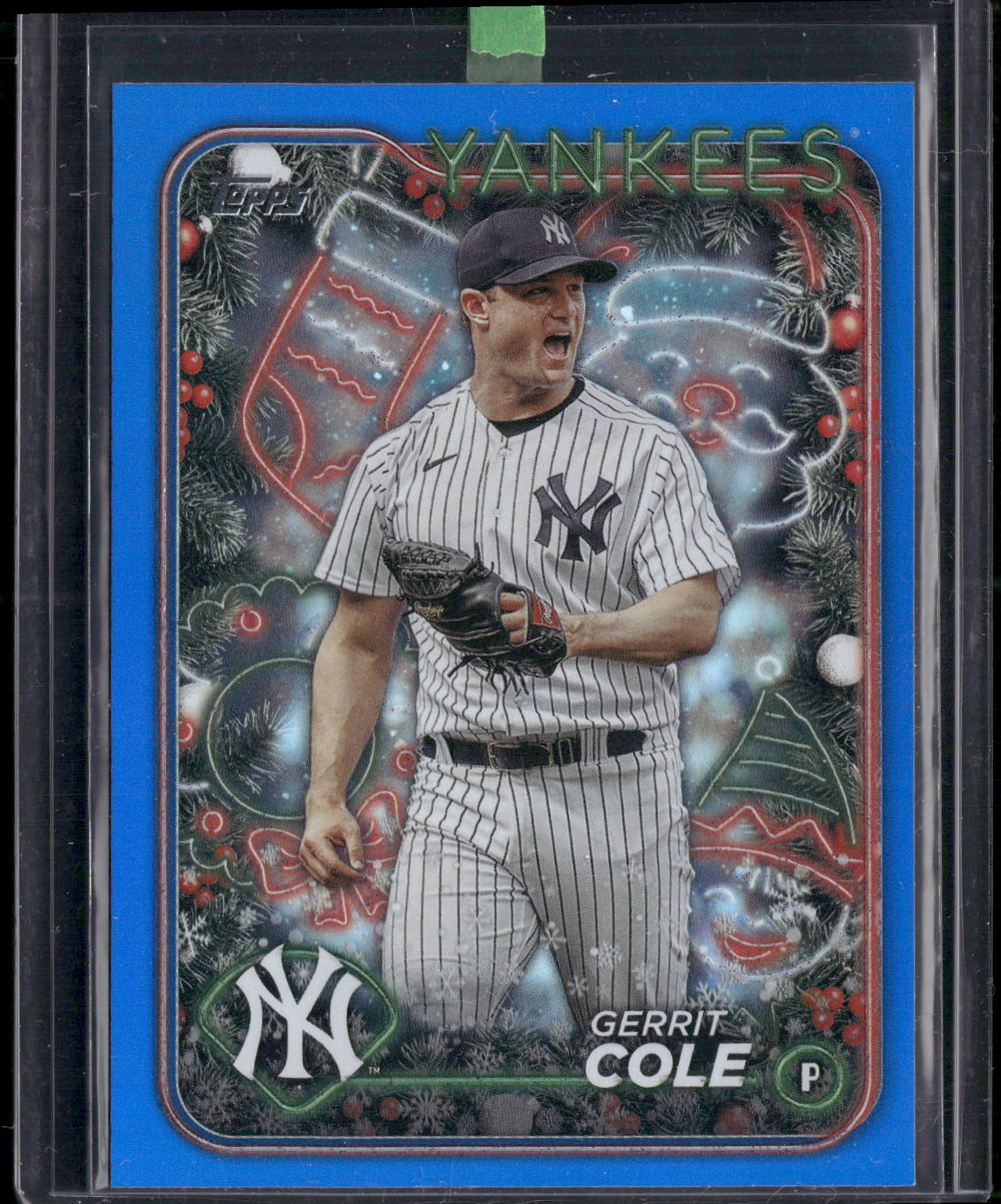 2024 Topps Holiday #H12 Gerrit Cole Blue Metallic Glitter