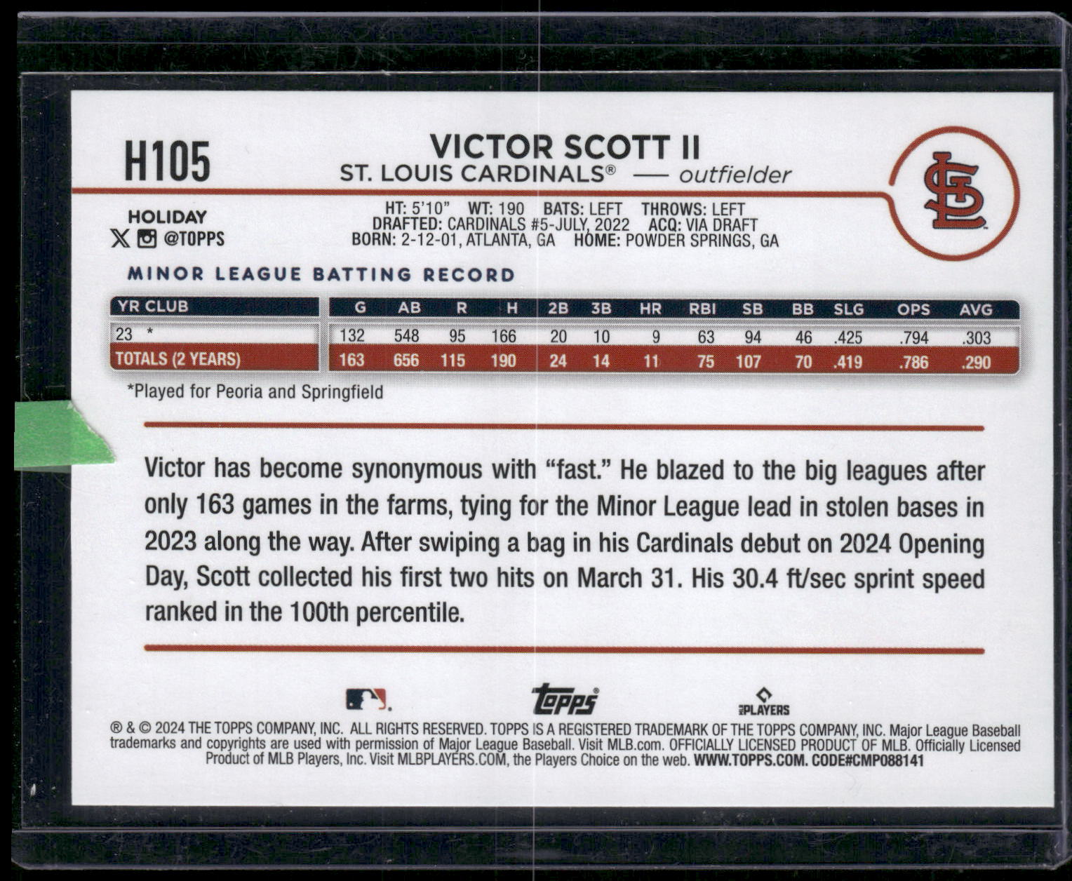 2024 Topps Holiday #H105 Victor Scott II Silver Glitter