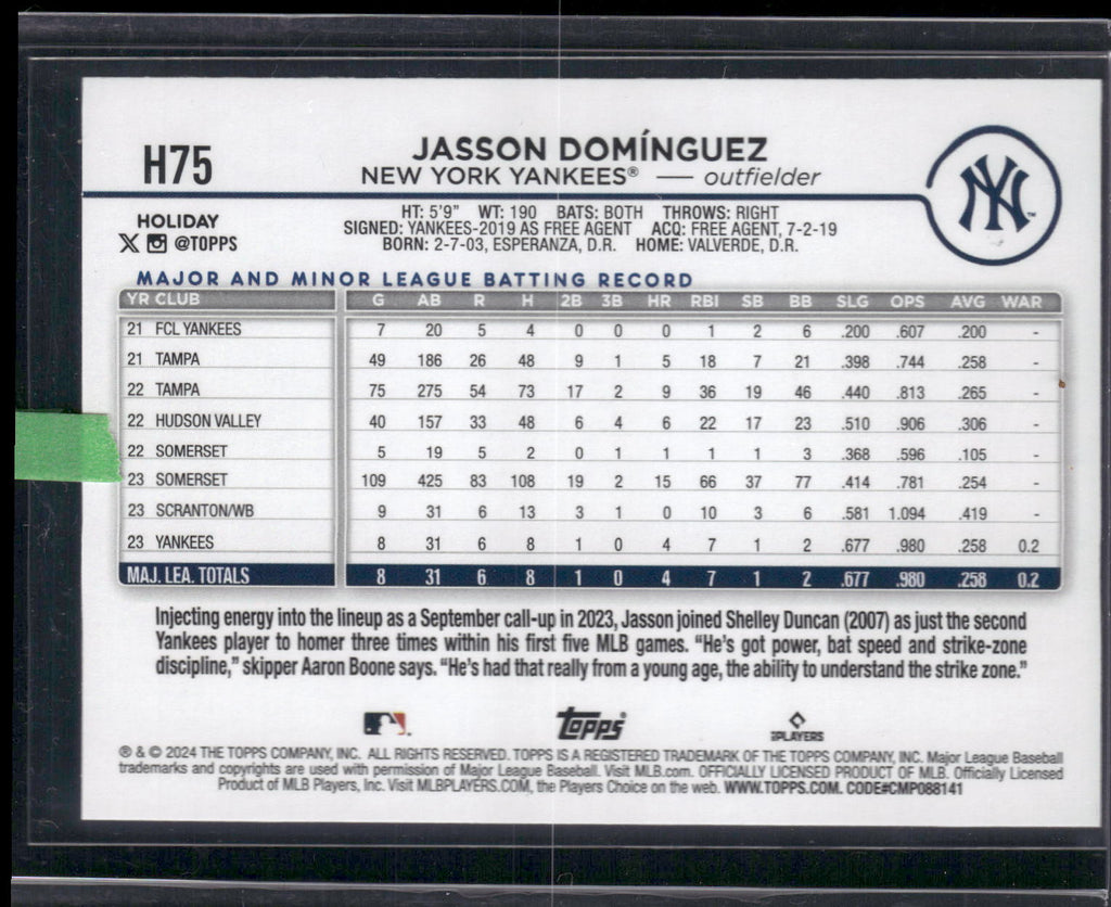 2024 Topps Holiday #H75 Jasson Domínguez