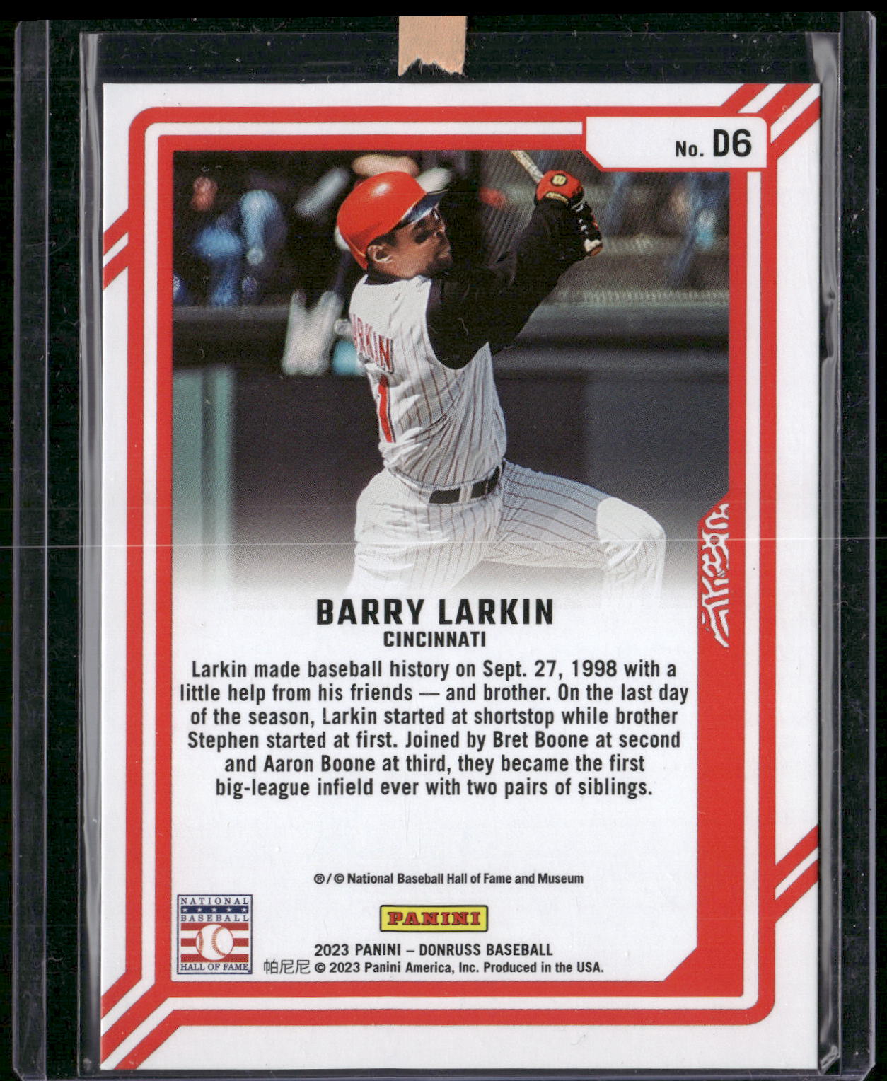 2023 Donruss #D6 Barry Larkin Dominators Gold #/99