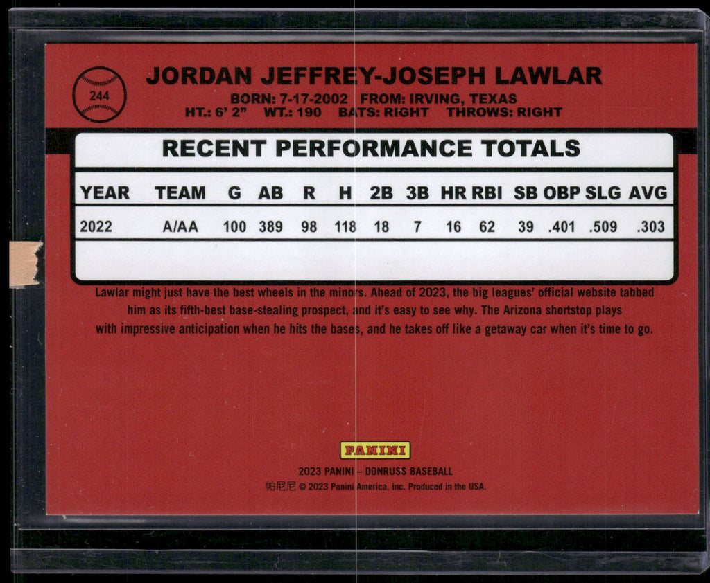 2023 Donruss #244b Jordan Lawlar Holo Red #/2023