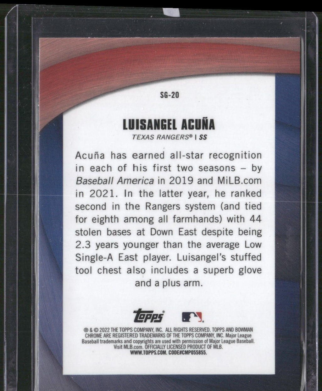2022 Bowman Chrome #SG-20 Luisangel Acuña Shades of Greatness