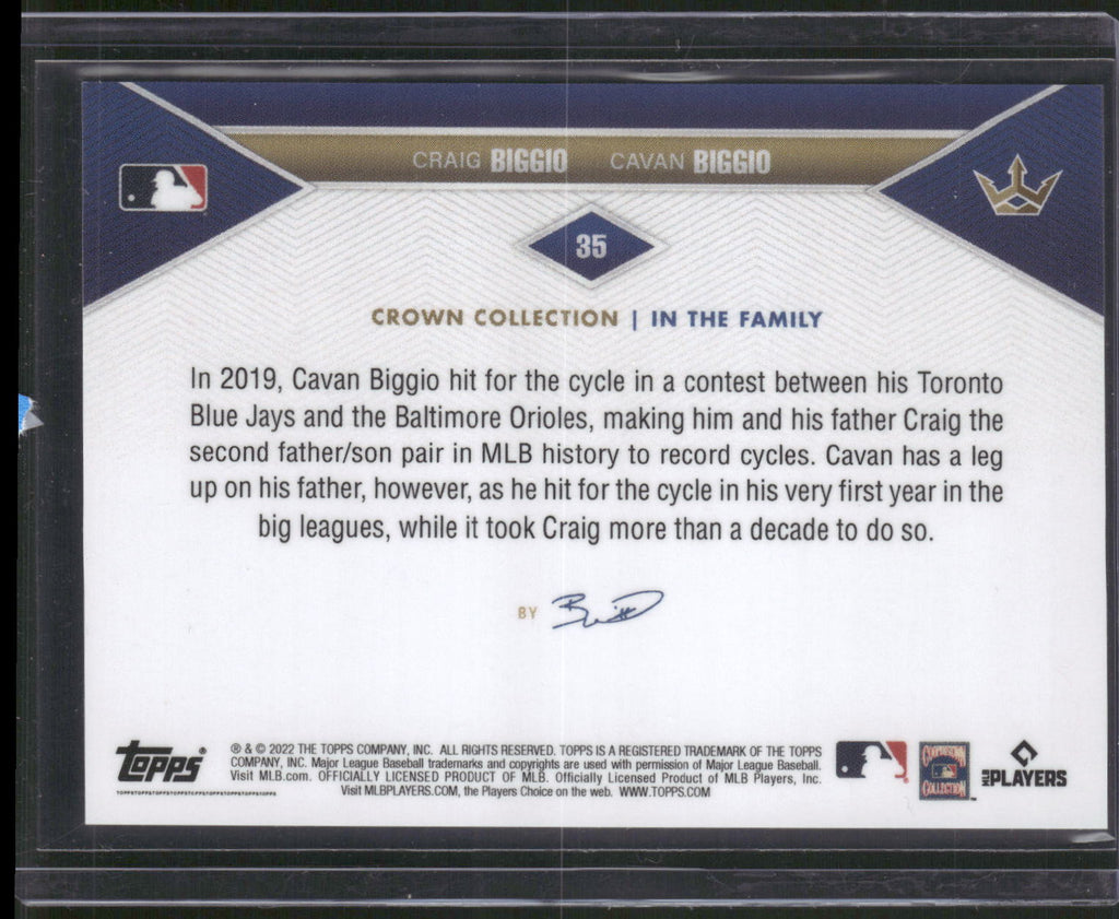 2022 Topps x Bobby Witt Jr. Crown Collection #35 Cavan Biggio / Craig Biggio