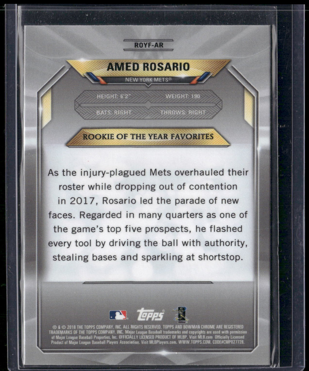 2018 Bowman #ROYF-AR Amed Rosario Chrome Rookie of the Year Favs Mojo Refractor