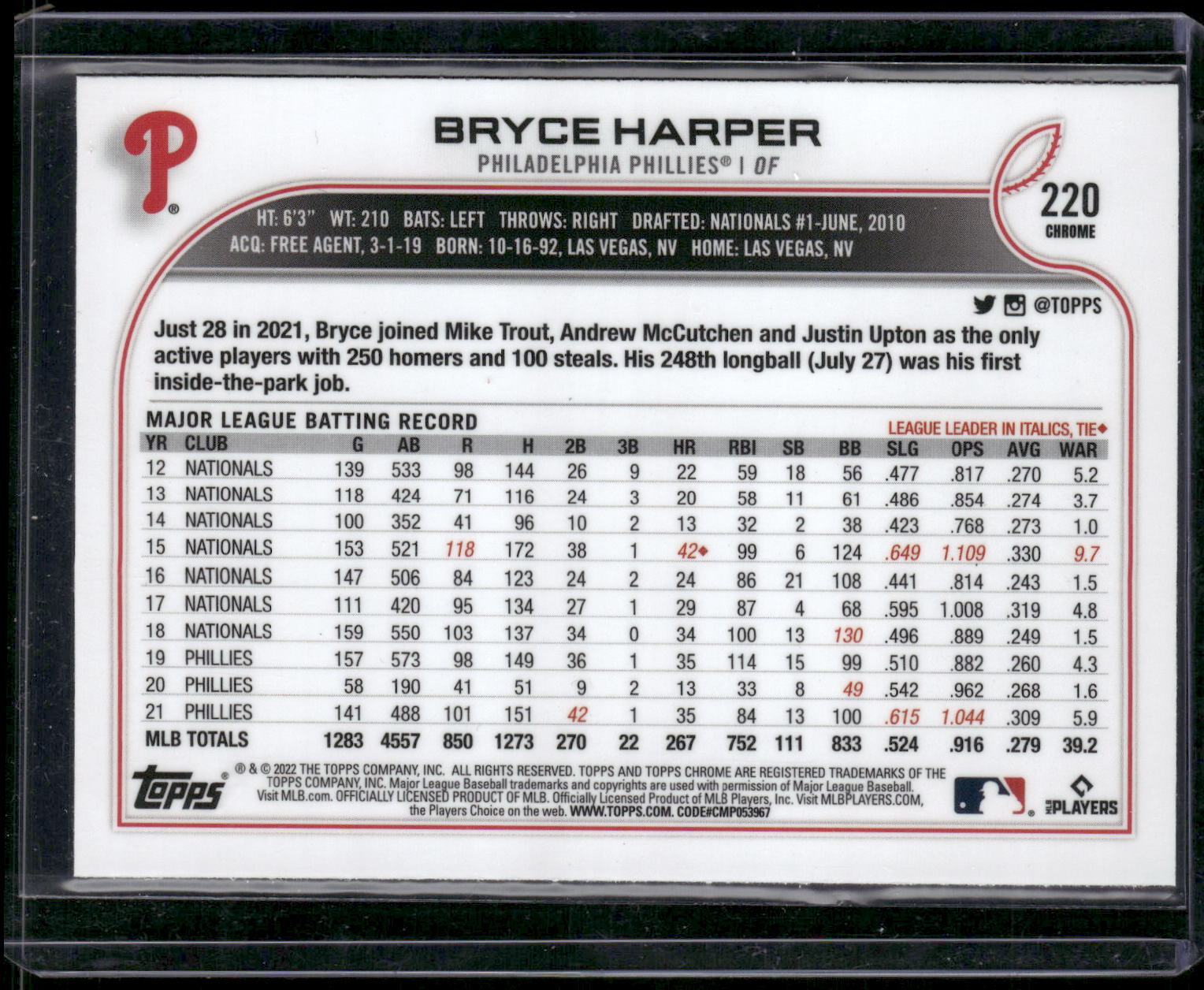 2013 Topps Chrome #220 Bryce Harper X-Fractors