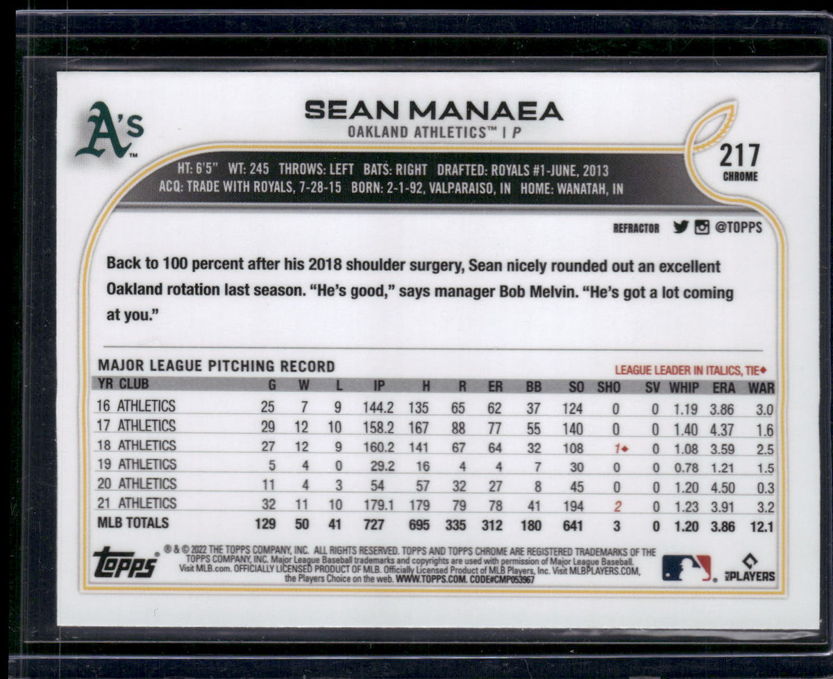 2022 Topps Chrome #217 Sean Manaea Refractor