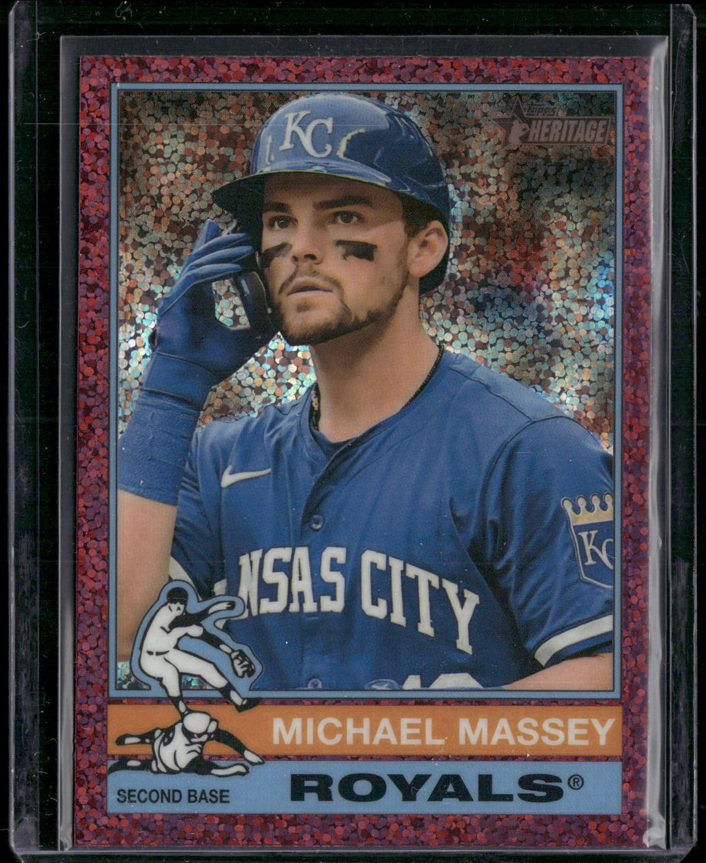 2025 Topps Heritage #99 Michael Massey Chrome Pink Sparkle Refractor