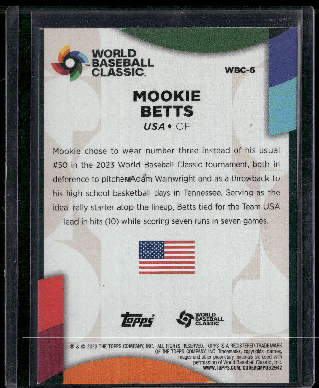 2023 Topps #WBC-6 Mookie Betts 2023 World Baseball Classic Stars