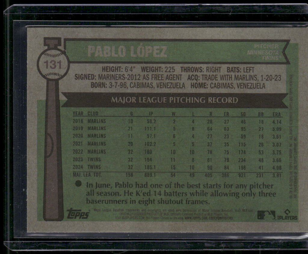 2025 Topps Heritage #131 Pablo López Chrome Light Blue Sparkle Refractor