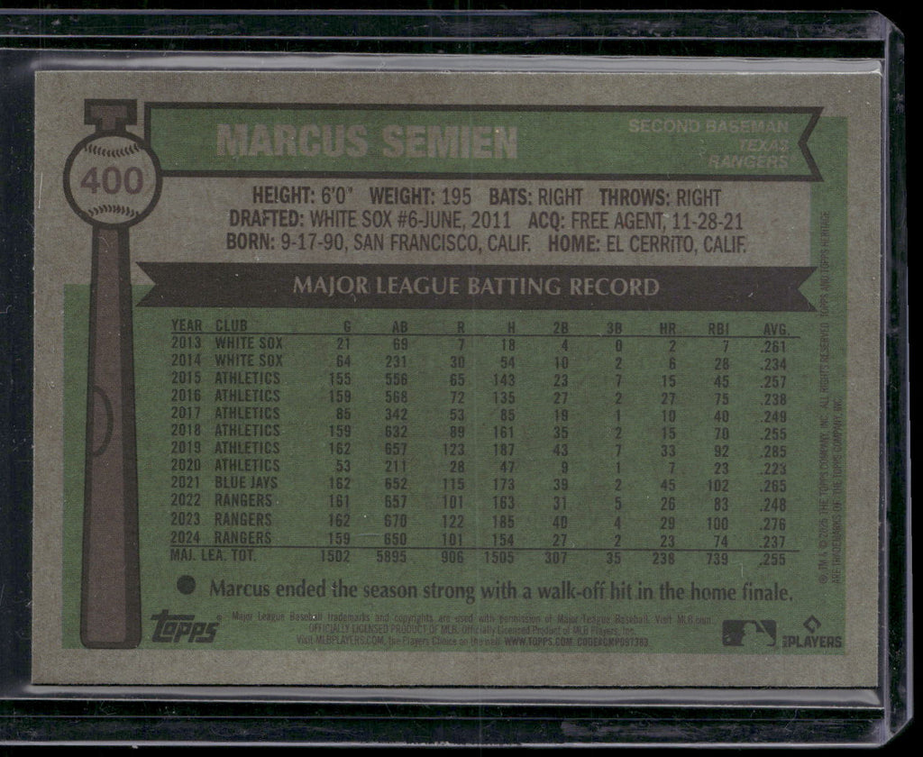 2025 Topps Heritage #400 Marcus Semien Chrome Light Blue Sparkle Refractor