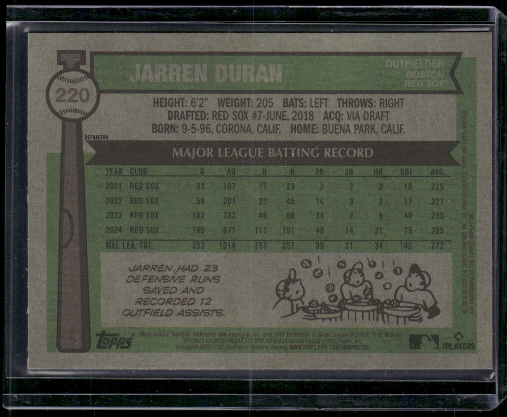 2025 Topps Heritage #220 Jarren Duran Chrome Refractor