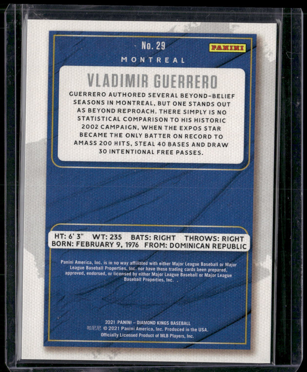 2021 Panini Diamond Kings #29 Vladimir Guerrero Framed Plum