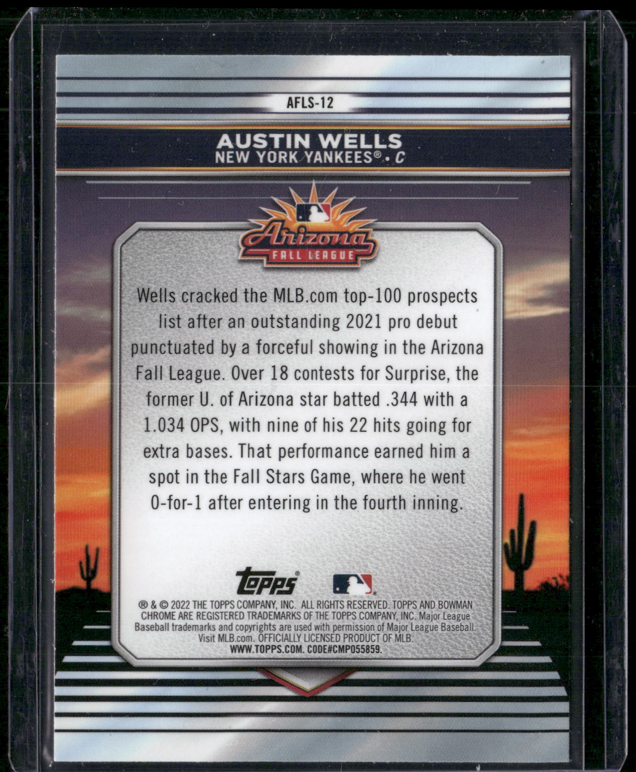2022 Bowman Chrome #AFLS-12 Austin Wells 2021 AFL Fall Stars
