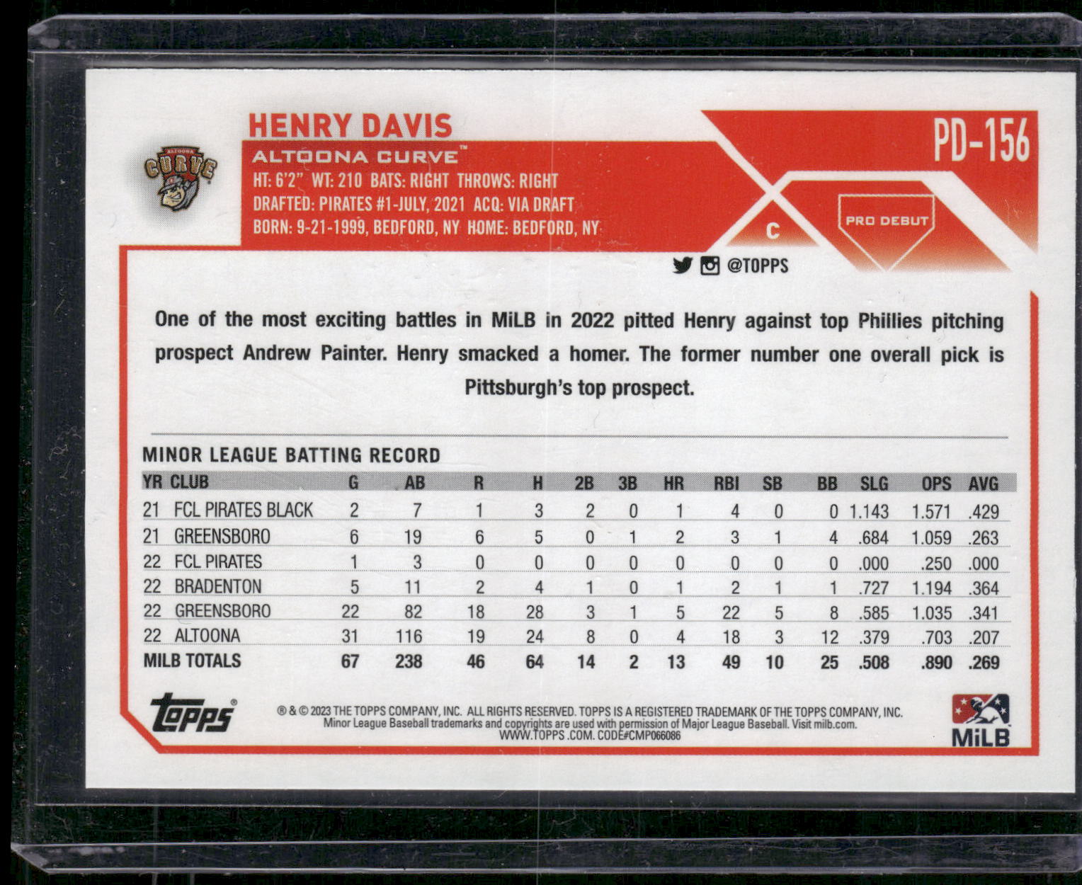 2023 Topps Pro Debut #PD-156 Henry Davis