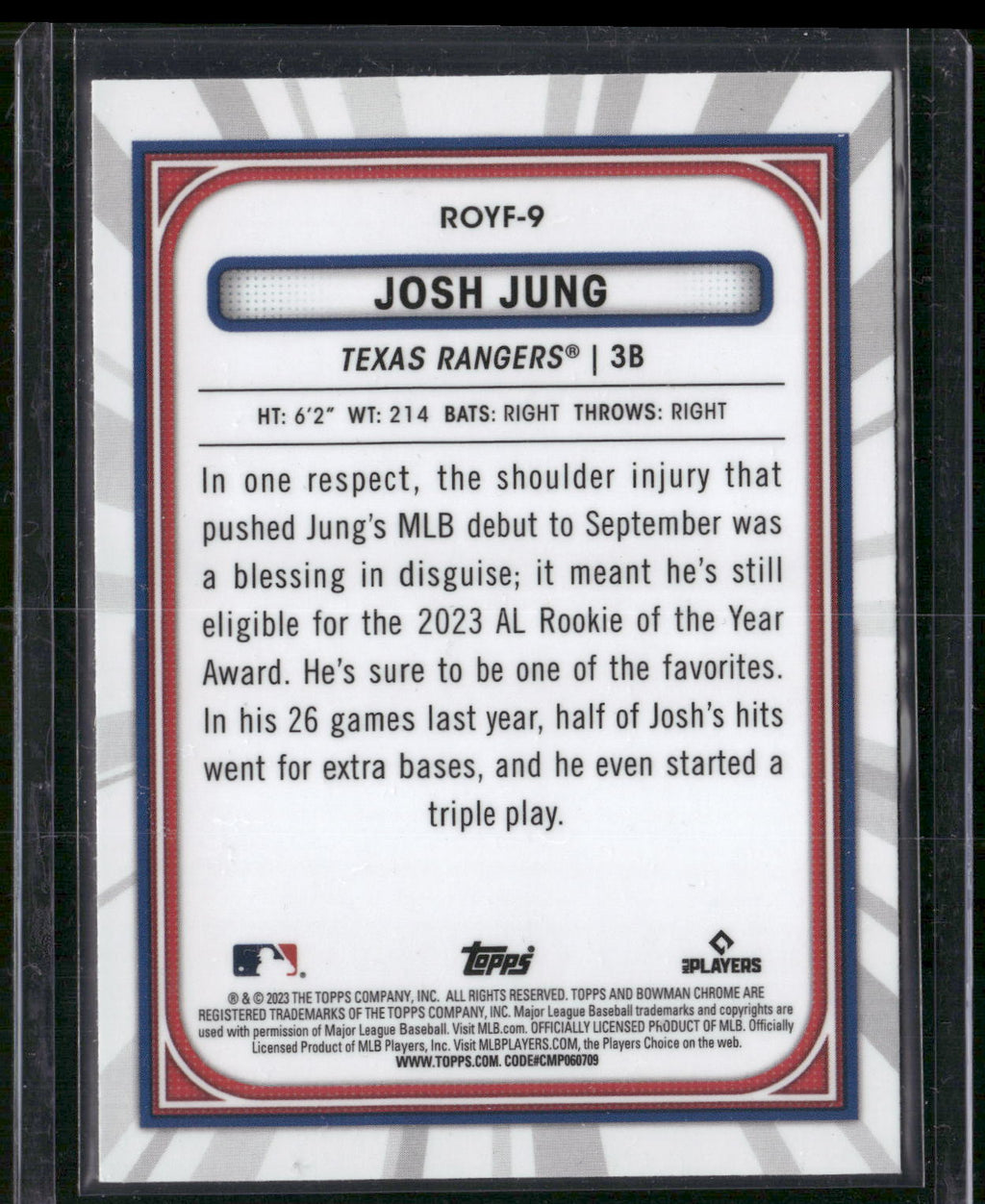 2023 Bowman #ROYF-9 Josh Jung Rookie of the Year Favorites