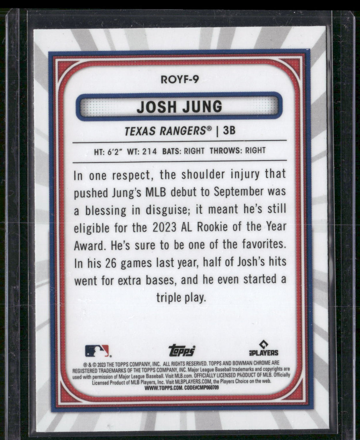 2023 Bowman #ROYF-9 Josh Jung Rookie of the Year Favorites