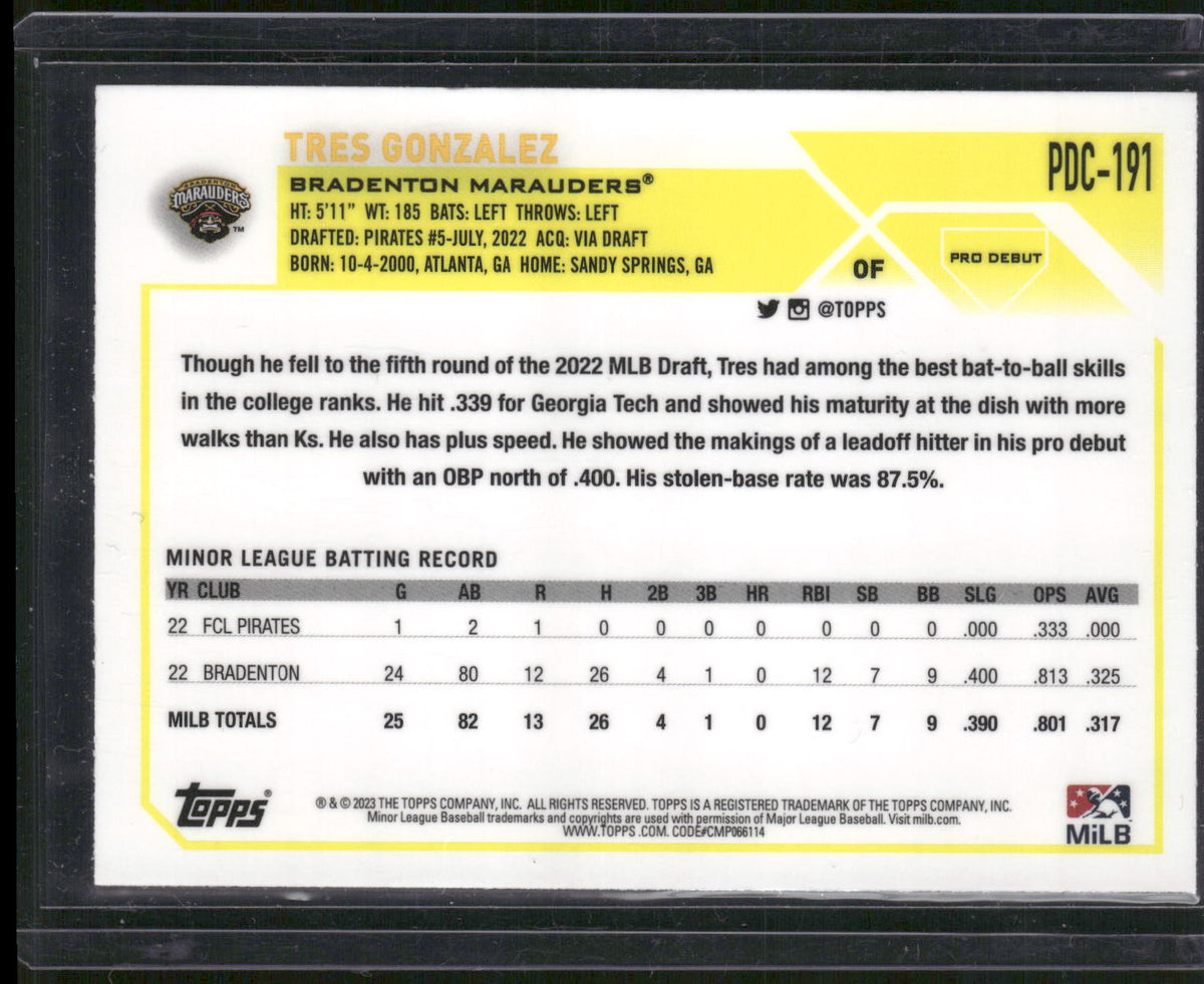 2023 Topps Pro Debut #PDC-191 Tres Gonzalez Chrome