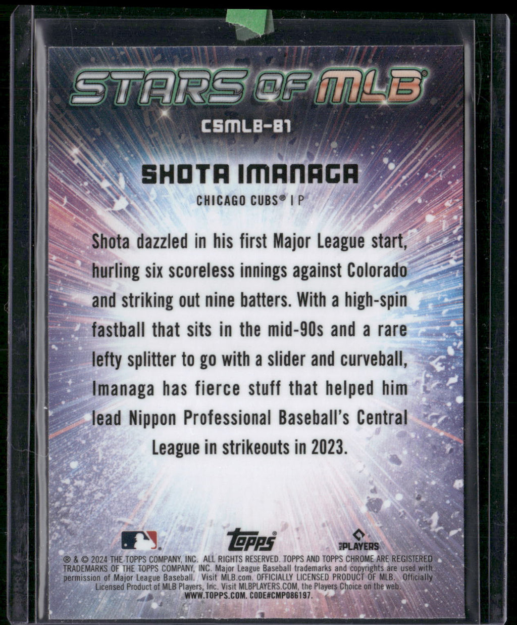 2024 Topps Update #CSMLB-81 Shota Imanaga Stars of MLB Chrome