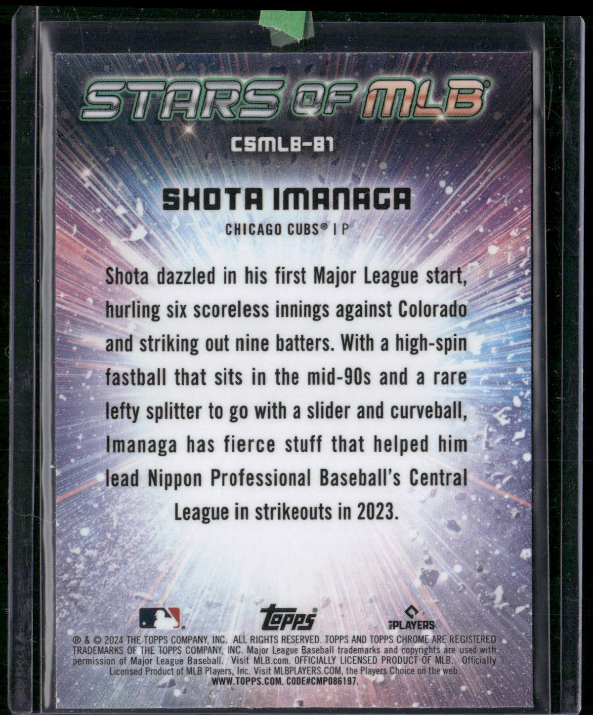 2024 Topps Update #CSMLB-81 Shota Imanaga Stars of MLB Chrome