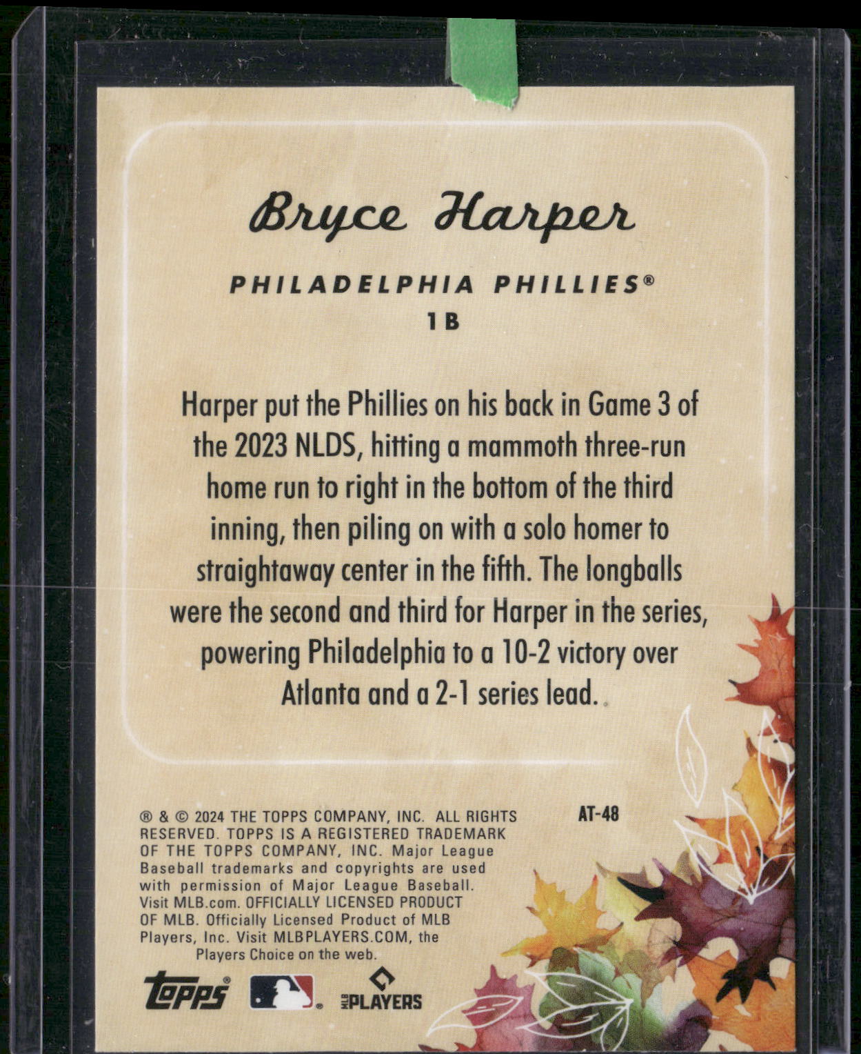 2024 Topps Update #AT-48 Bryce Harper Autumn Tales