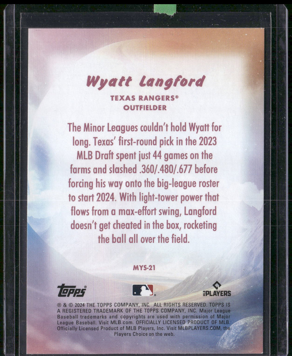 2024 Topps Update #MYS-21 Wyatt Langford Mystical