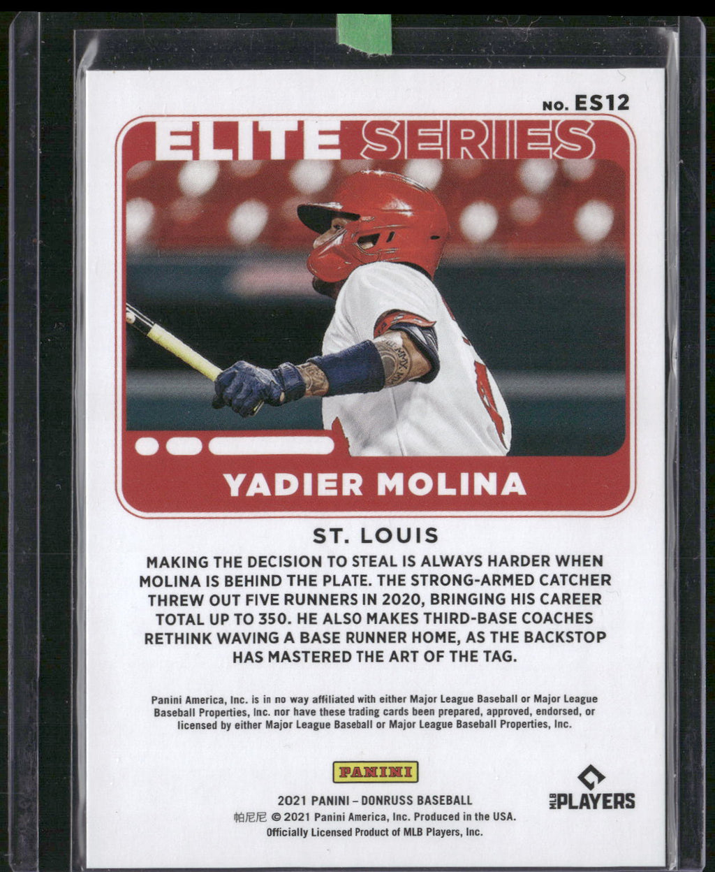 2021 Donruss #ES12 Yadier Molina Elite Series Silver #/349