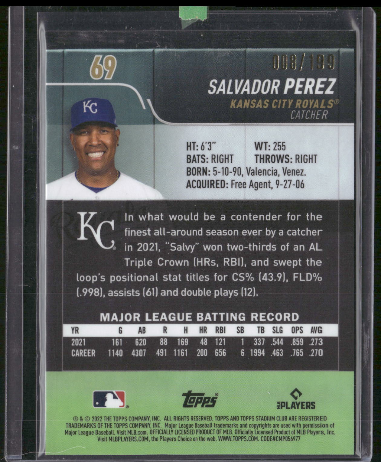 2022 Stadium Club Chrome #69 Salvador Perez