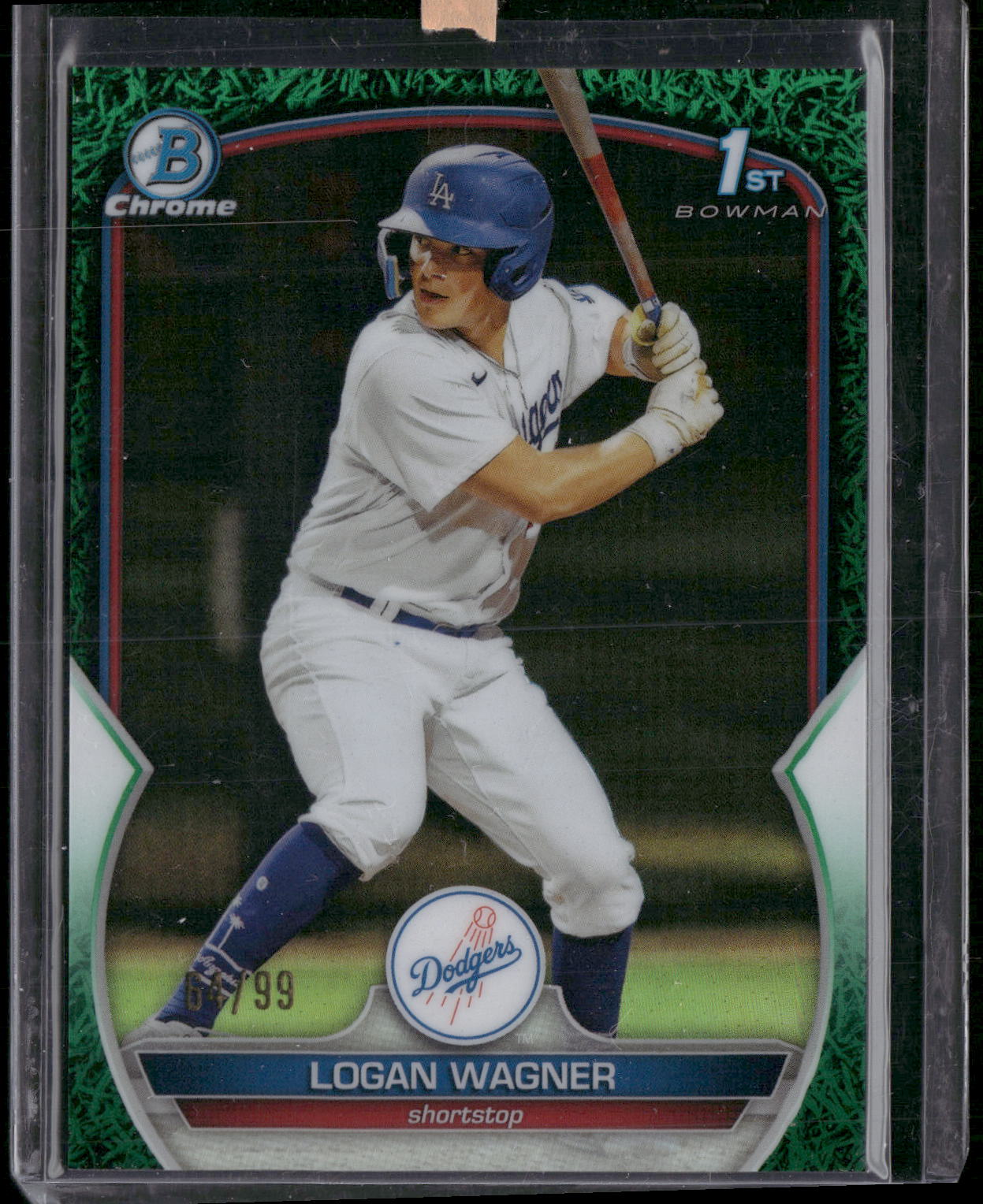 2023 Bowman #BCP-36 Logan Wagner Chrome Prospects Green Shimmer Refractors #/99