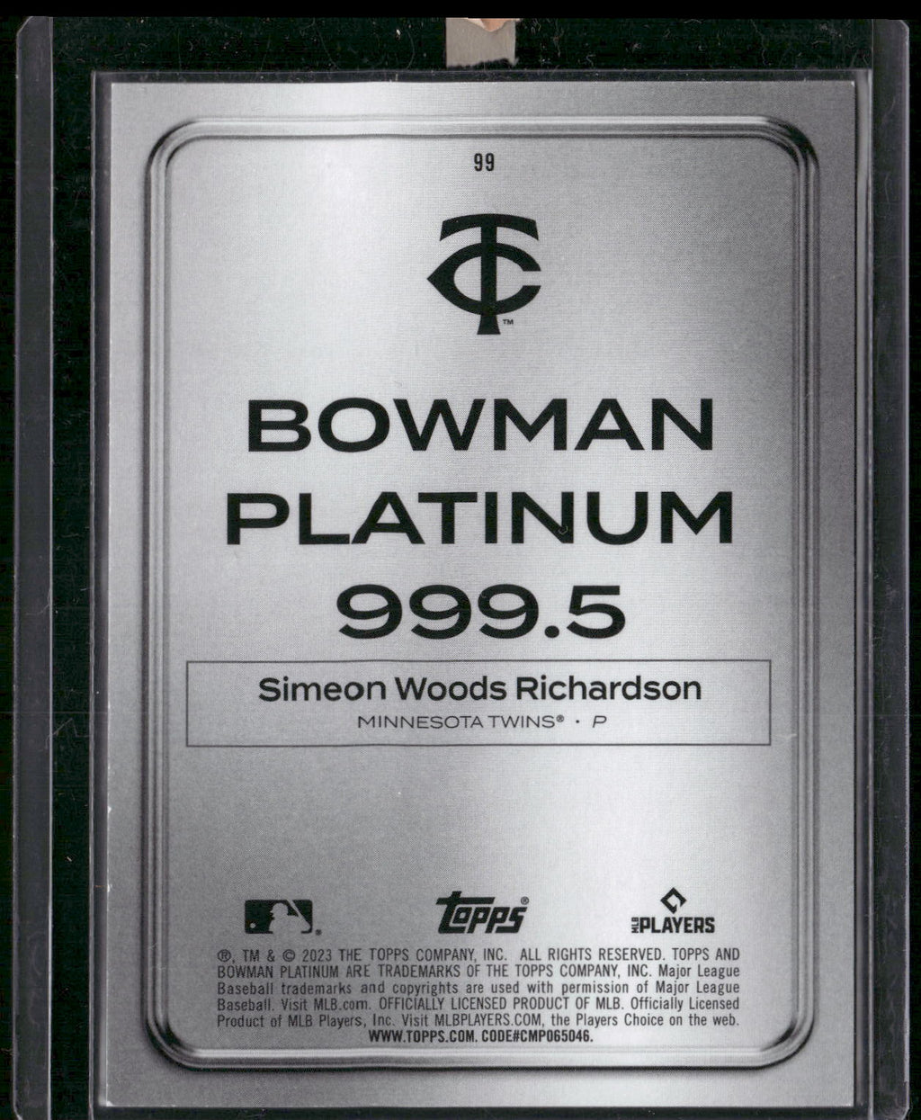 2023 Bowman Platinum #99 Simeon Woods Richardson Platinum Bar Foil #/75