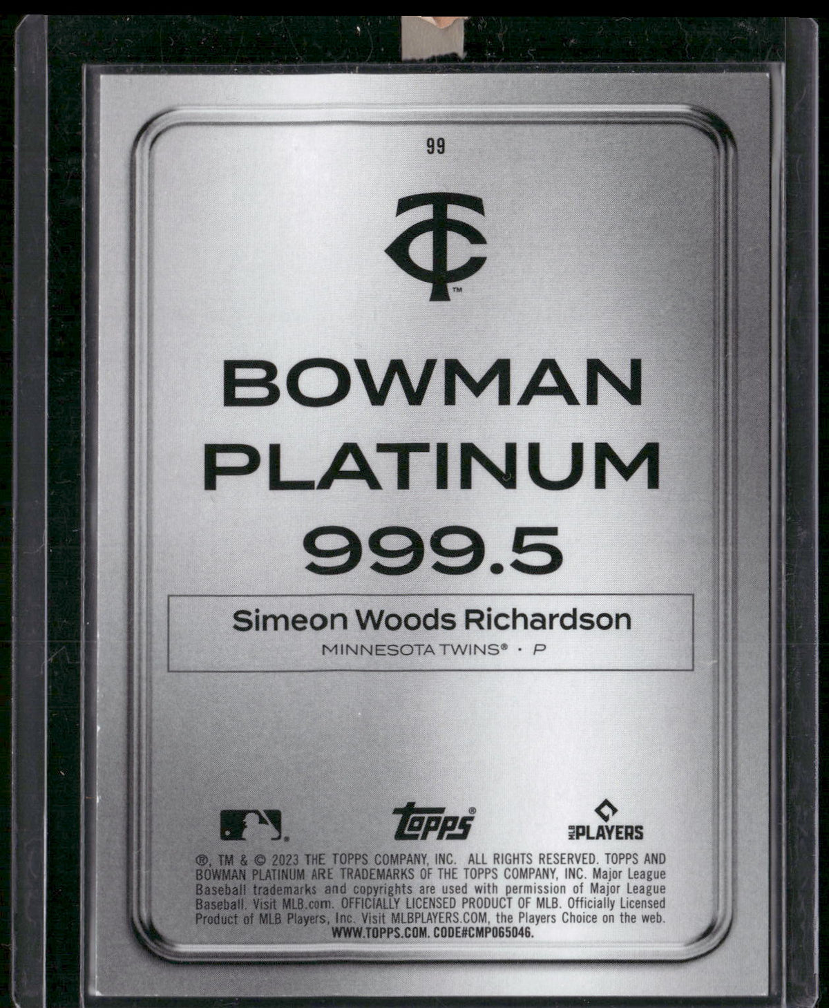 2023 Bowman Platinum #99 Simeon Woods Richardson Platinum Bar Foil #/75