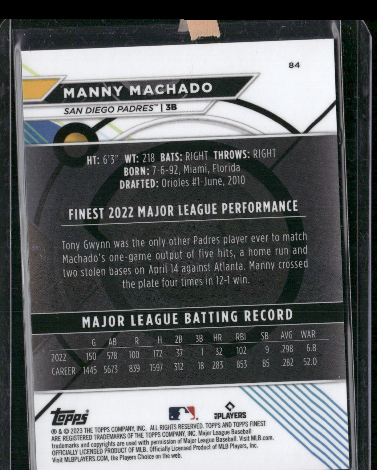2023 Finest #84 Manny Machado Lava #/100