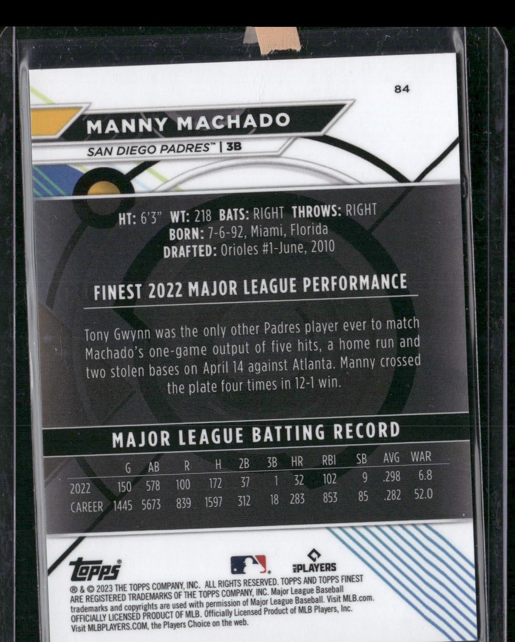 2023 Finest #84 Manny Machado Lava #/100