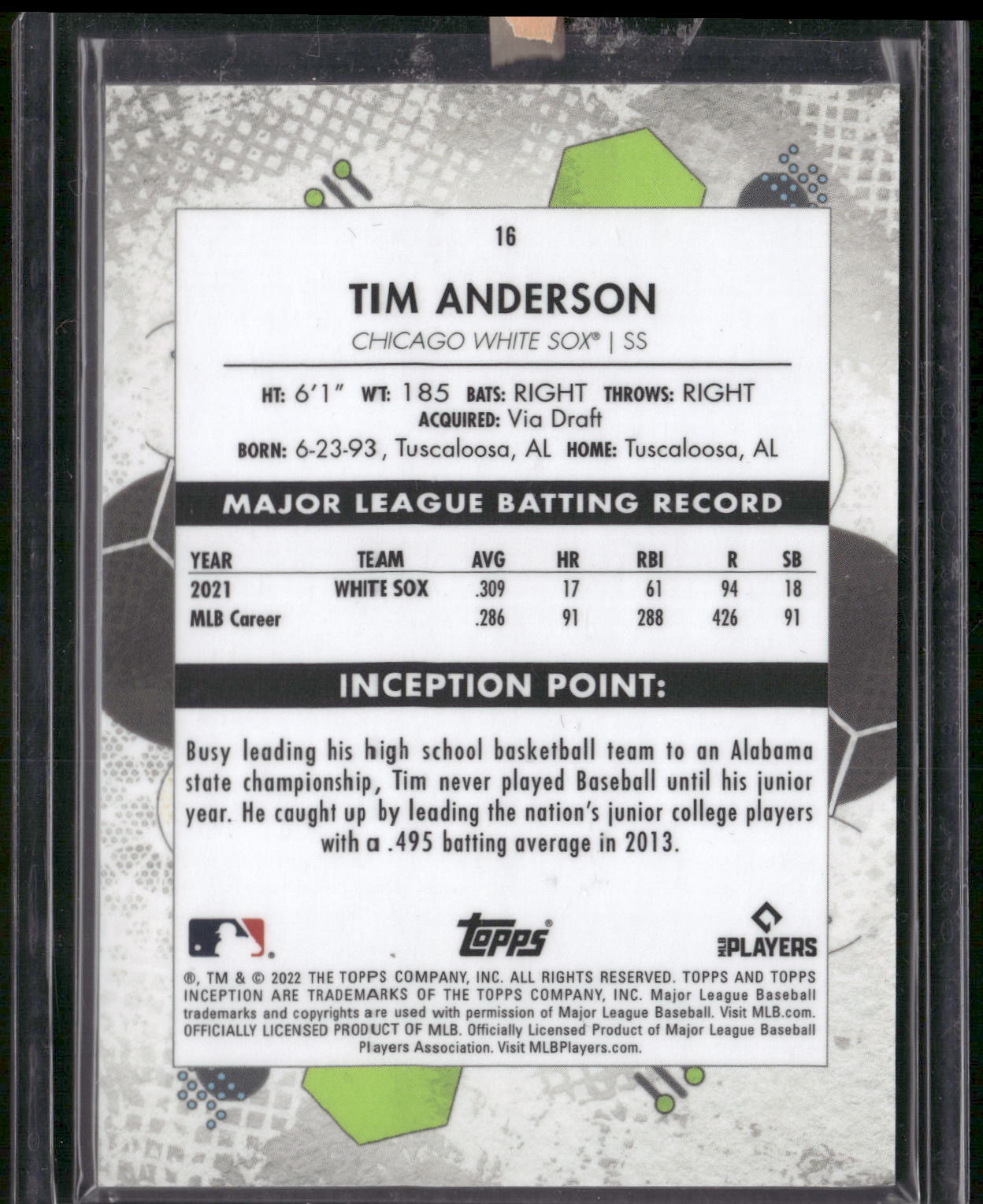 2022 Topps Inception #16 Tim Anderson Magenta #/99