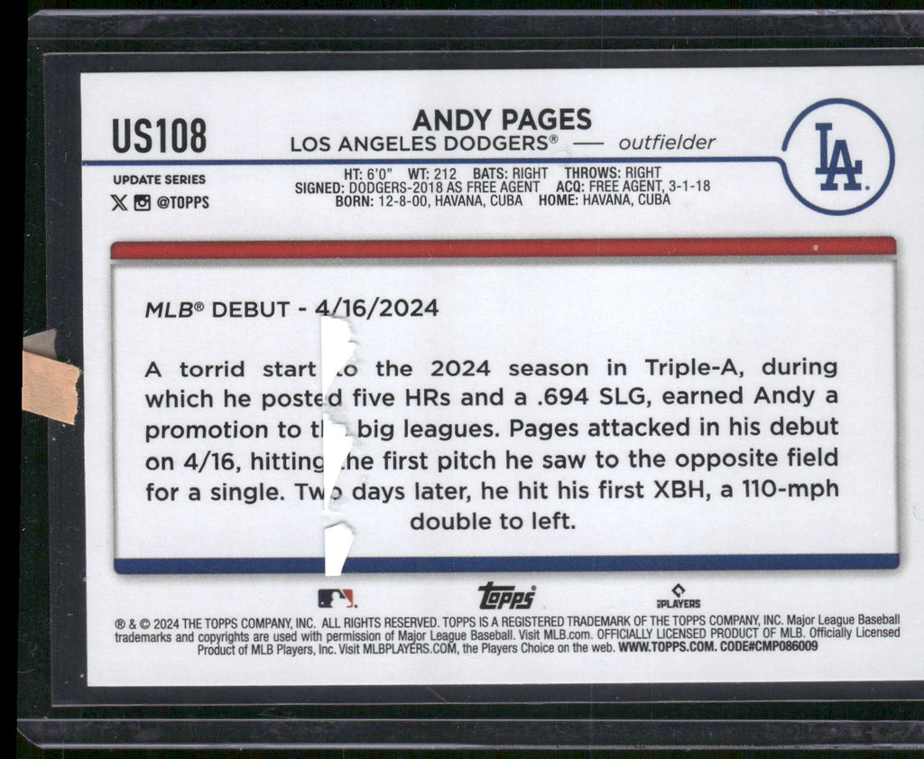 2024 Topps Update #US108 Andy Pages Royal Blue