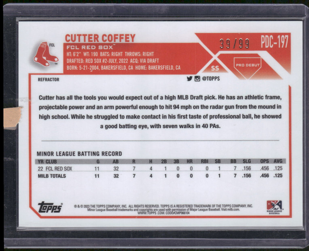 2023 Topps Pro Debut #PDC-197 Cutter Coffey Chrome Refractor #/99
