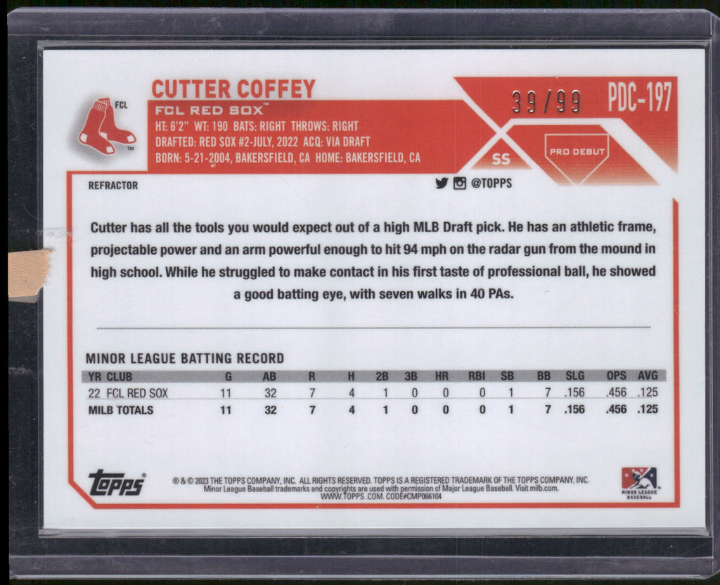2023 Topps Pro Debut #PDC-197 Cutter Coffey Chrome Refractor #/99