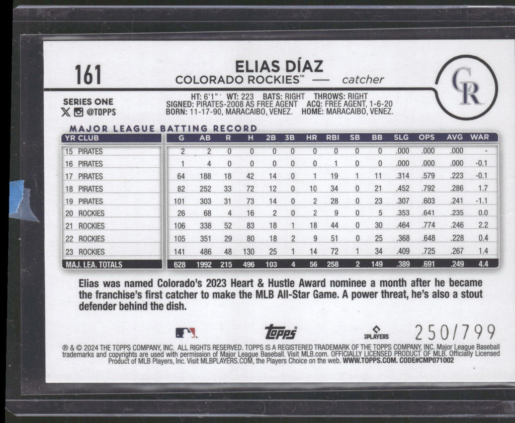 2024 Topps #161 Elias Díaz Purple Holofoil #/799