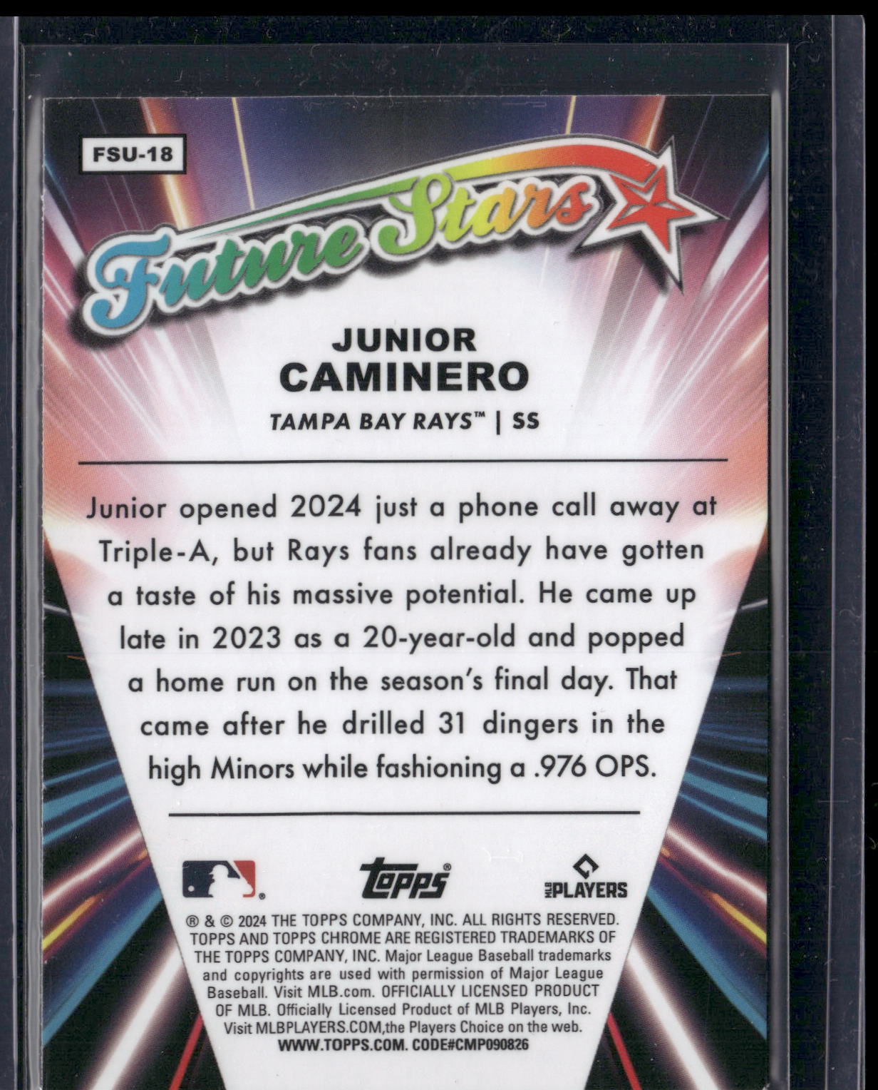 2024 Topps Chrome Update #FSU-18 Junior Caminero Future Stars