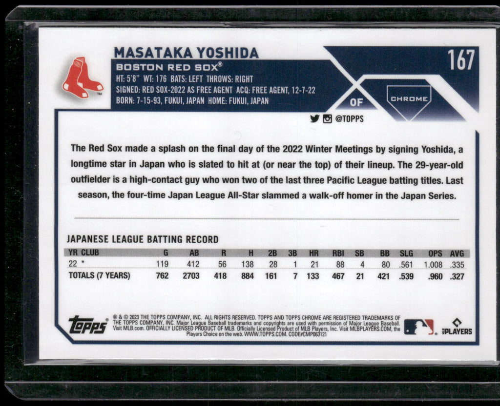 2023 Topps Chrome #167 Masataka Yoshida X-Fractors