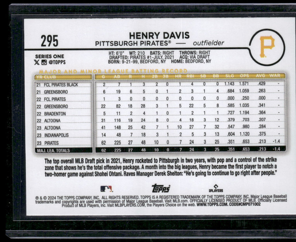 2024 Topps #295 Henry Davis