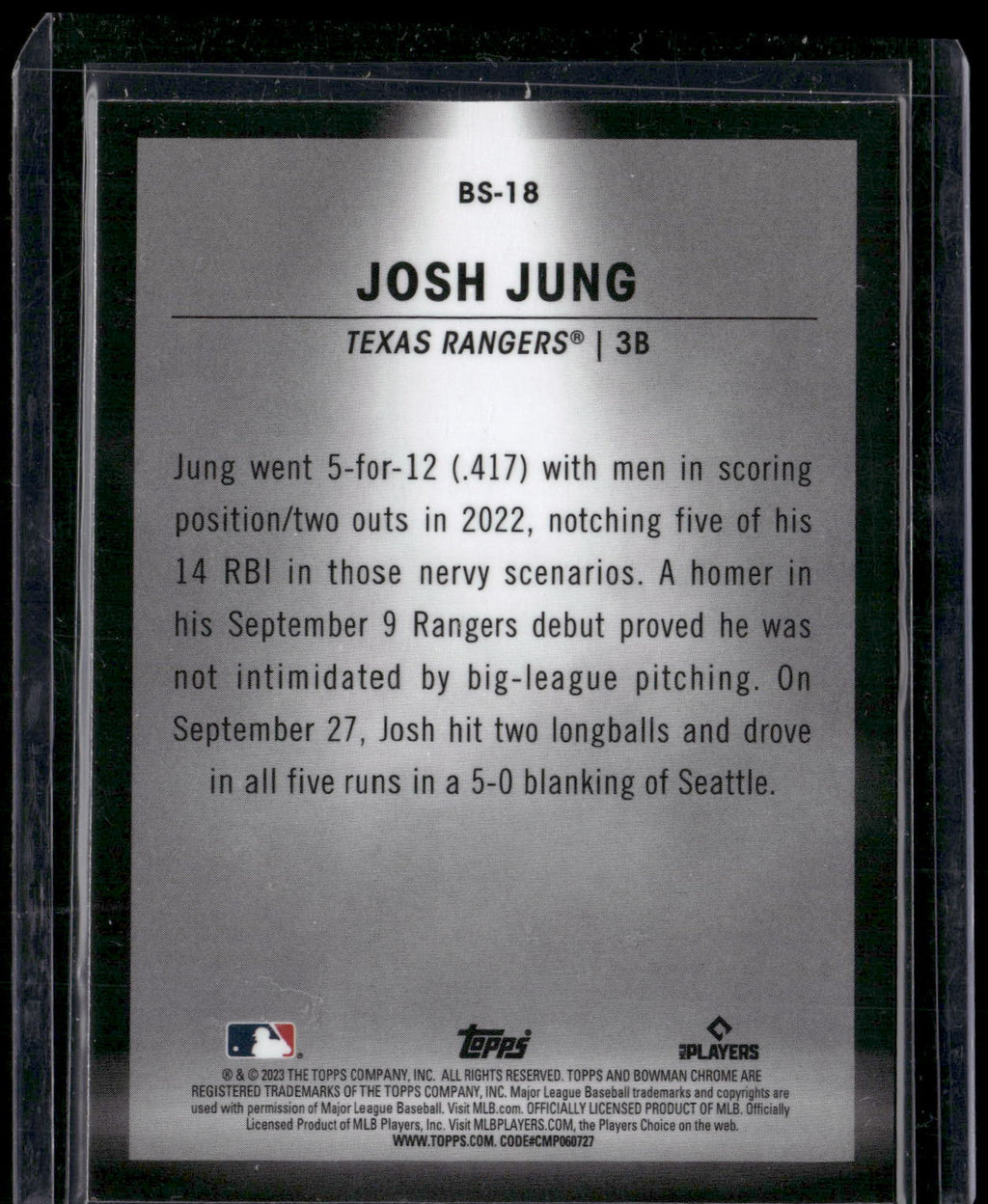2023 Bowman #BS-18 Josh Jung Bowman Spotlights
