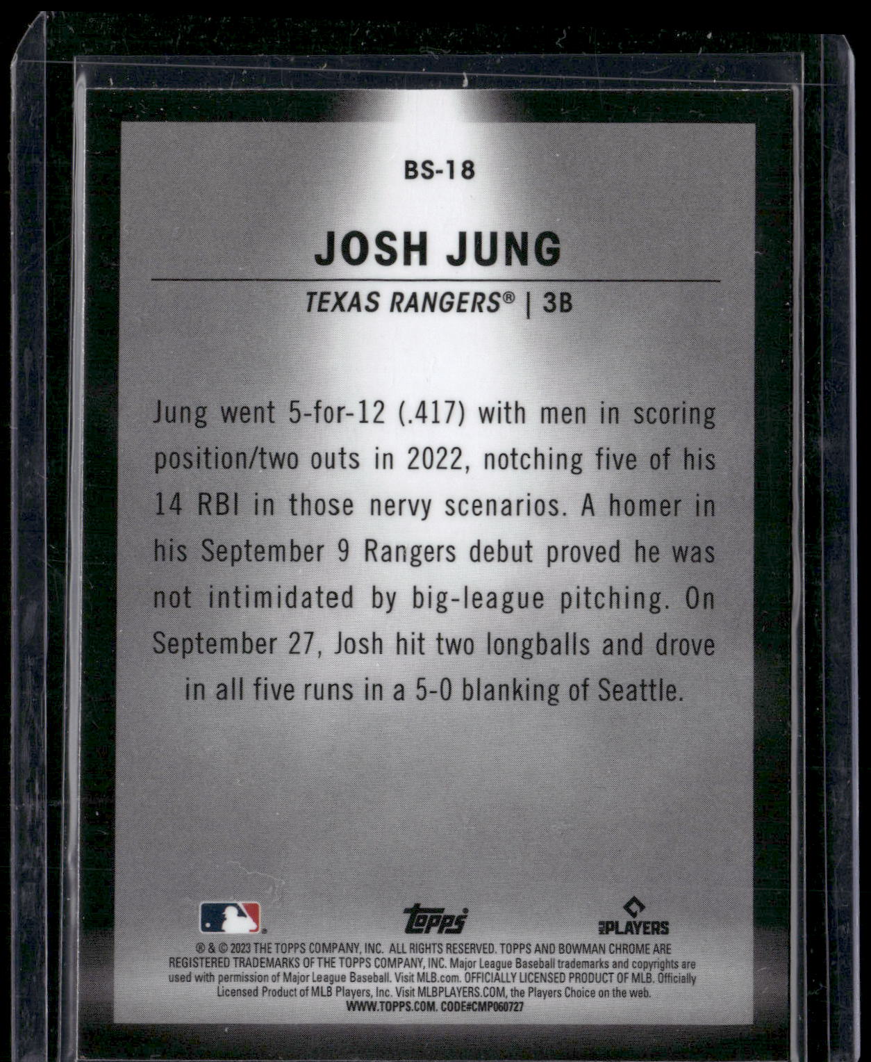 2023 Bowman #BS-18 Josh Jung Bowman Spotlights