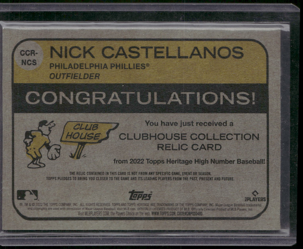 2022 Topps Heritage #CCR-NCS Nick Castellanos Clubhouse Collection Relics