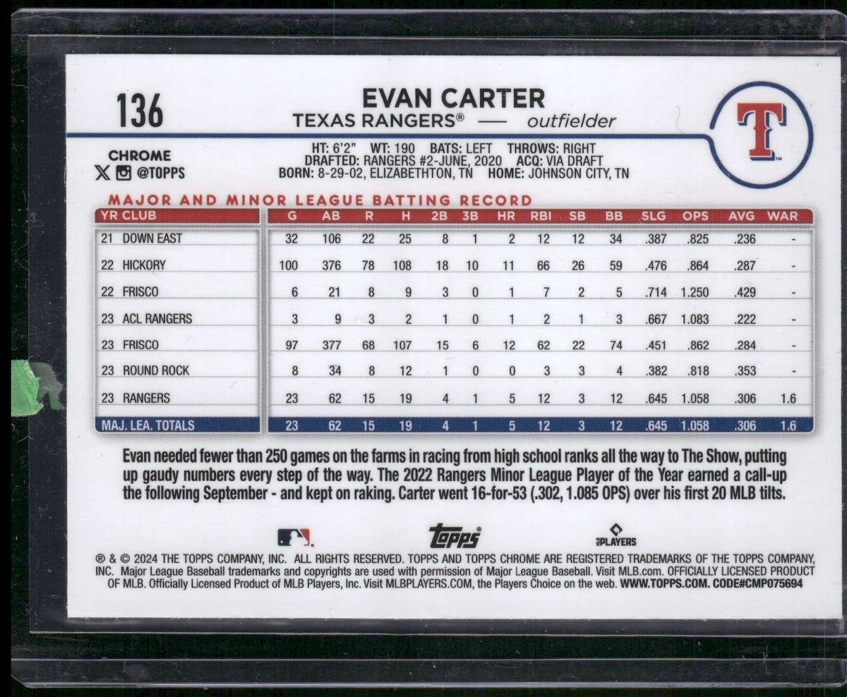 2024 Topps Chrome #136 Evan Carter