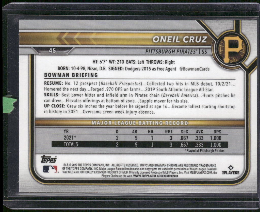 2022 Bowman Chrome #45 Oneil Cruz